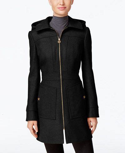 michael michael kors hooded wool blend coat only at macy's|Michael Kors puffer coat.